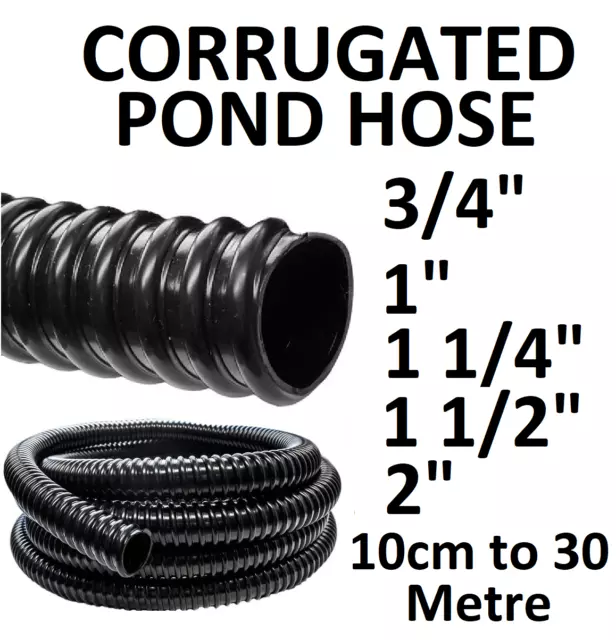 Black Corrugated Flexible Pond Hose Fish Garden Filter Pump Marine Flex Pipe
