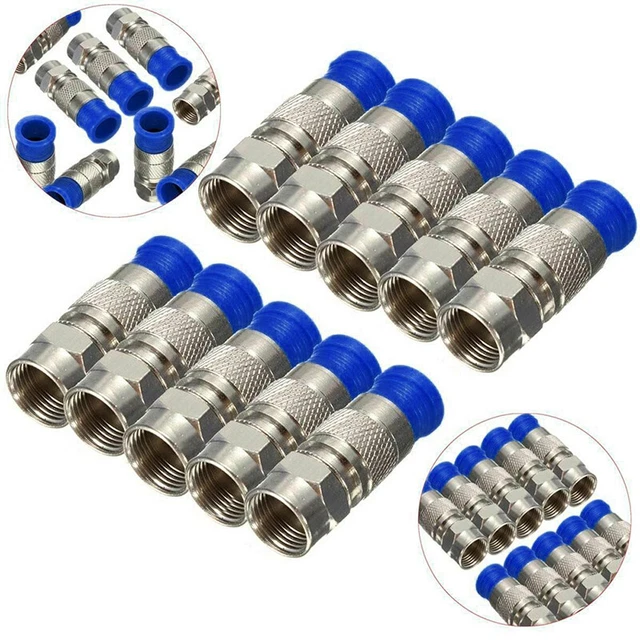 10x RG6 F Compression Connector Coax Cable Coaxial Fitting Compression Tool F NN