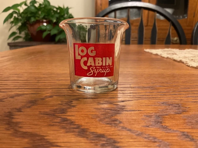 VTG Log Cabin Individual Clear Glass Double Spout Pour Pancake Syrup Server