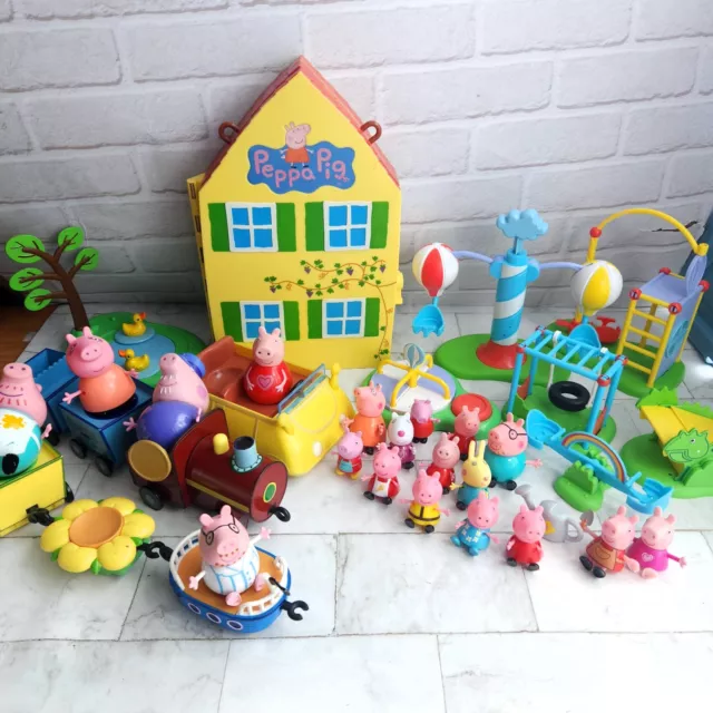 Peppa Pig Playset Bundle - Park + House + Figures + Trains, Car, Boat Huge Bundl