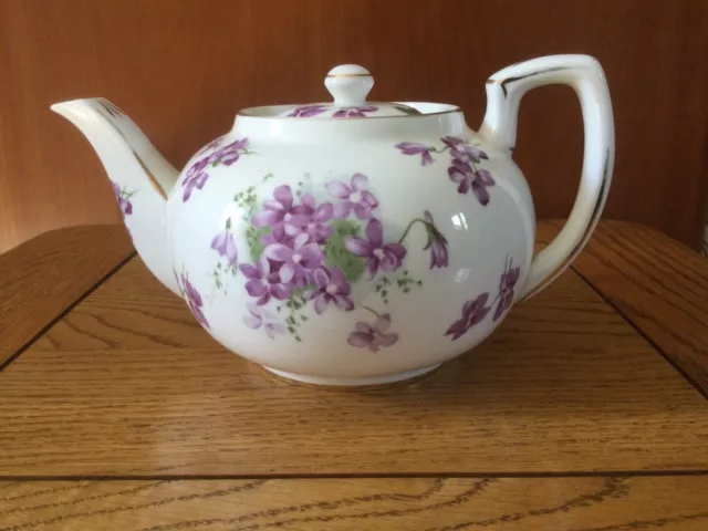 Vintage Hammersley T. Goode & Co Ltd Bone China Victorian Violets Teapot