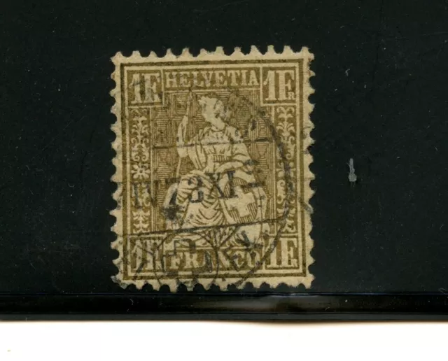 Switzerland #50 (S449) Helvetia 1 fr gold, perf 11 1/2, used, F-VF, CV$130.00