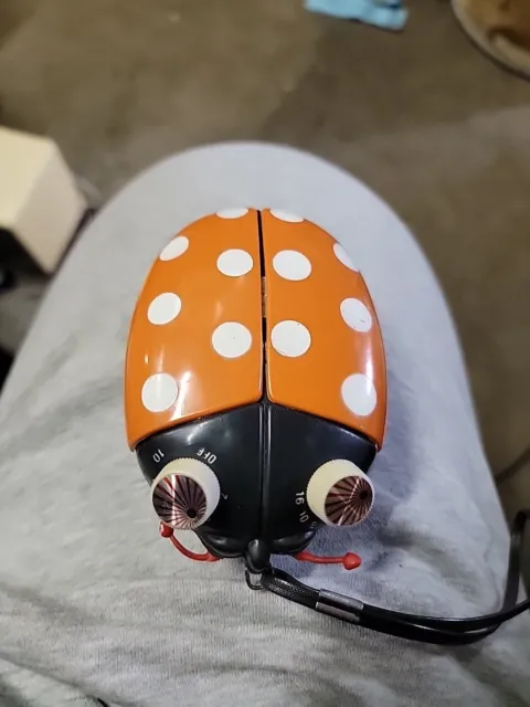 Vintage Stewart Orange Ladybug Novelty Transistor Radio Retro 1960s Hong Kong