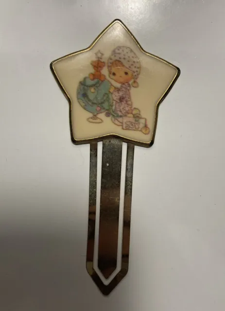 Vintage Stanley Enesco Precious Moments Brass Bookmark Star Shaped Christmas