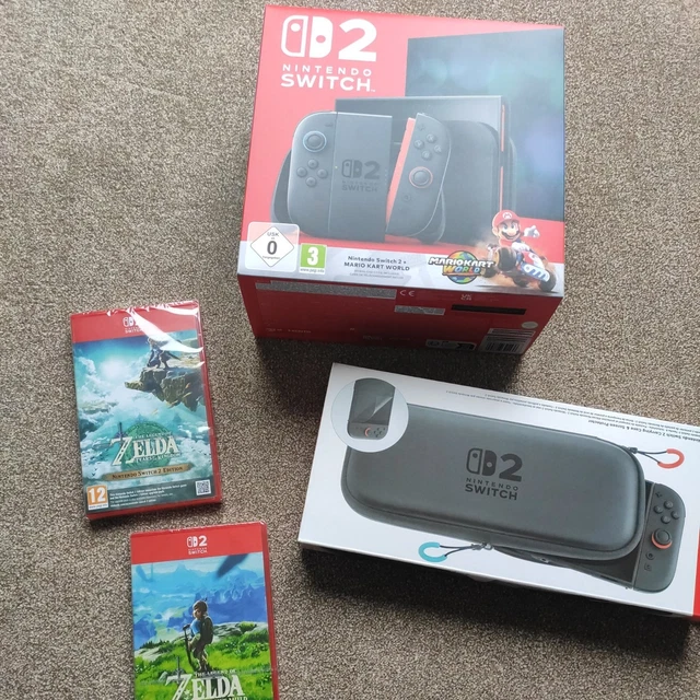 NINTENDO SWITCH 2 Console Mario Kart World With 2 Zelda Games And ...