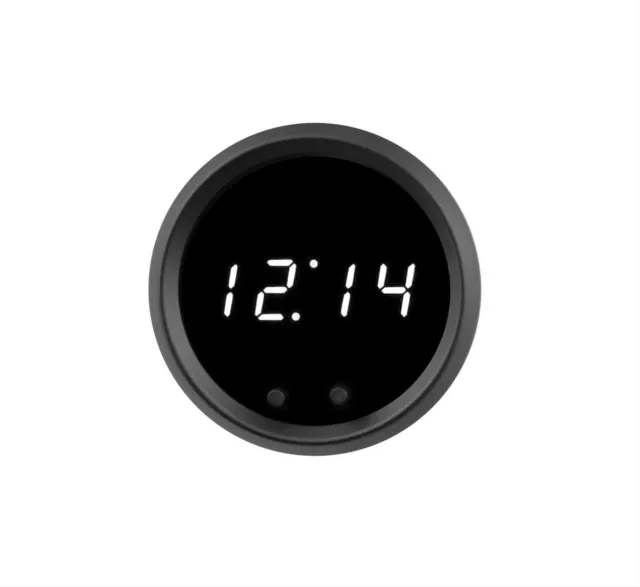 2 1/16" Universal Automotive Digital Clock White LED Gauge With Black Bezel