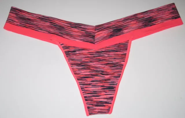 NWT VICTORIA'S SECRET Pink Xs Stripe Marled Stretch Seamless Thong