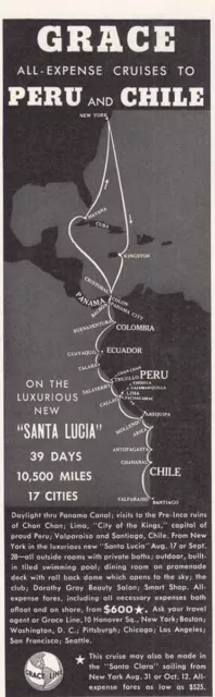 1935 Grace Lines: Luxurious New Santa Lucia Vintage Print Ad