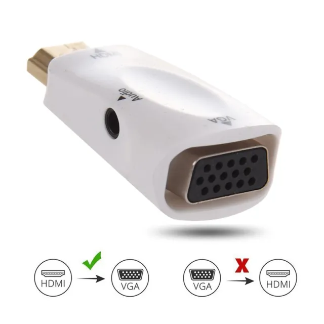 2X(1080P  Male to VGA Female Adapter Video Converter with Audio Output N3 whitf