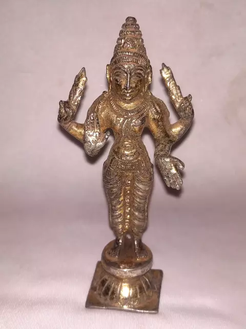 Antique Traditional Indian Brass Gold Palted Statue God Murugan Collectible #