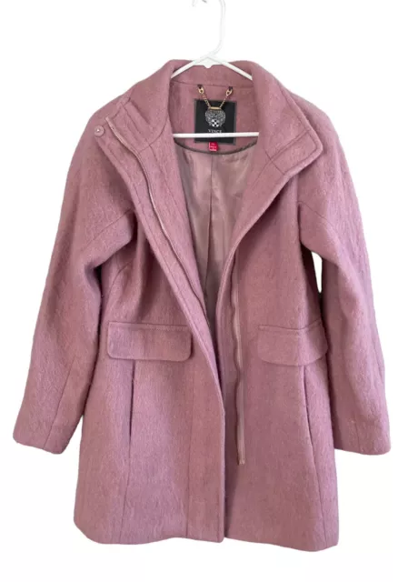Vince Camuto Coat Jacket Womens Size XS Pink Full Zip Pockets Wool Blend
