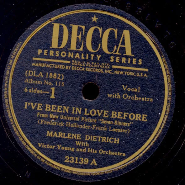 MARLENE DIETRICH I've been in love before / You've got that look Schellack S7633