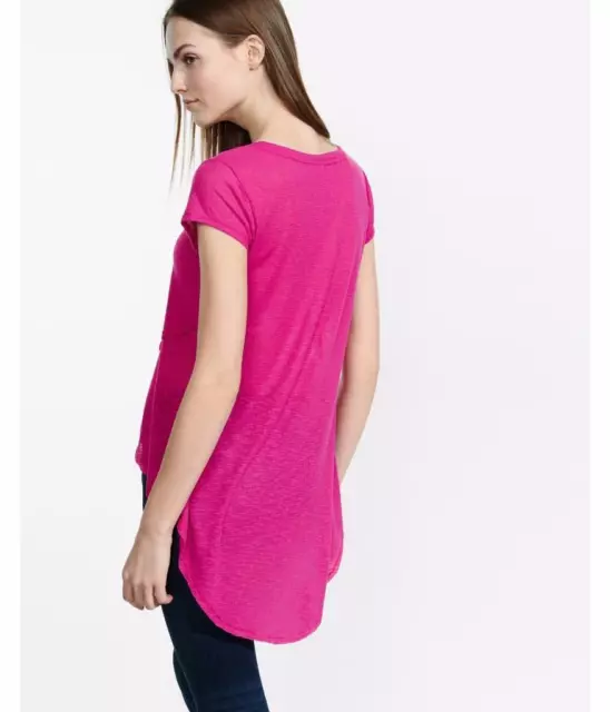 Express X-Small One Eleven Pink Ribbed Crossover Hi Lo Cap Sleeve Scoop Tee xs