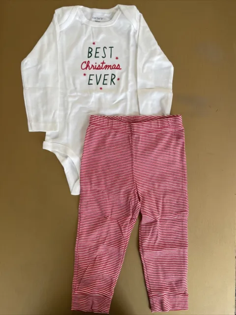 NWT Carter’s Baby 2 Piece Best Christmas Ever Bodysuit Pant Set Size 18 Months