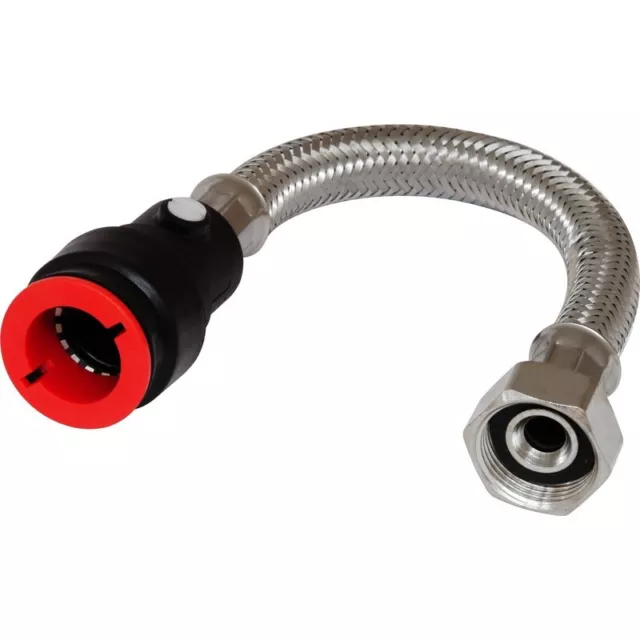 Flexible Bath Tap Connector Push fit  3/4" x 22mm With Isolator. 300mm length