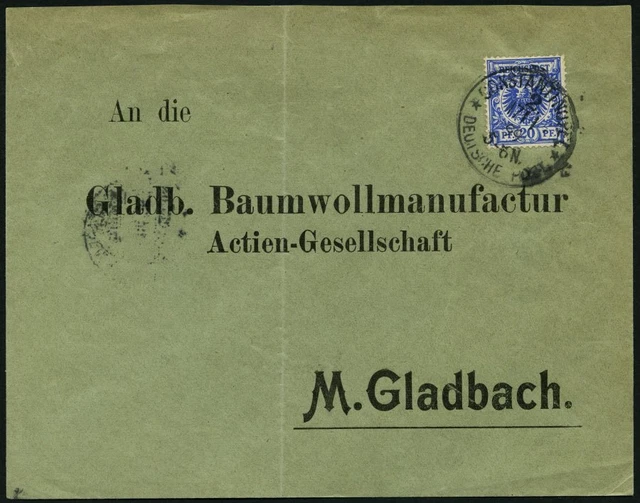 DP TÜRKEI M 48d BRIEF, 17.1.1899, 20 Pf. ultramarin, Stempel CONSTANTINOPEL 2 **