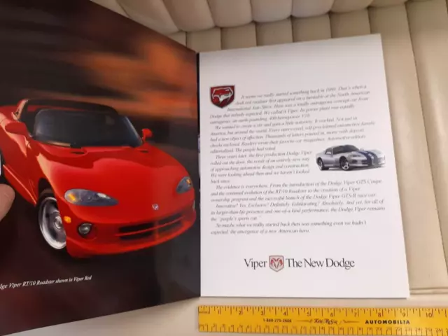 1998 Dodge VIPER GTS, RT/10, Prestige Catalog Sales Brochure 2