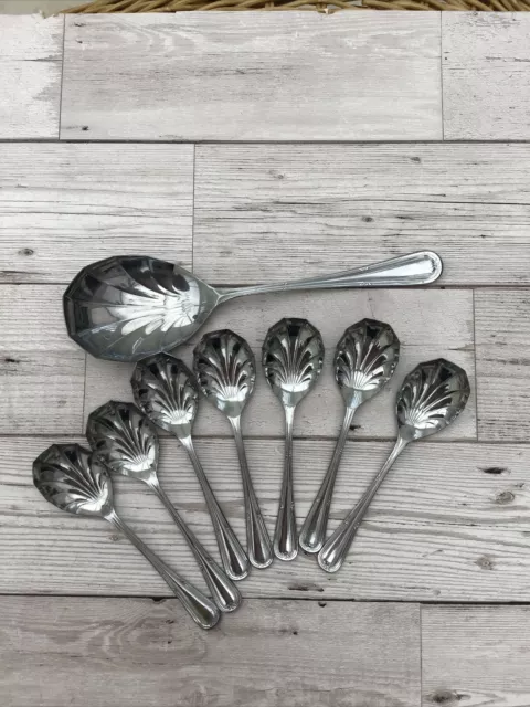 Sheffield Stainless Chromium Plate Dessert Spoon Set, With 1 Extra Spoon.