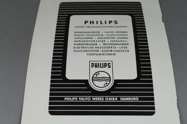 Philips Valvo Werke GmbH Hamburg + Reyon Zellwolle Papier Reklame 1950er J./S128