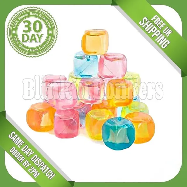 20Pc Reusable Ice Cubes Plastic Pack Mix Coloured Cubes Drink Party Freezing