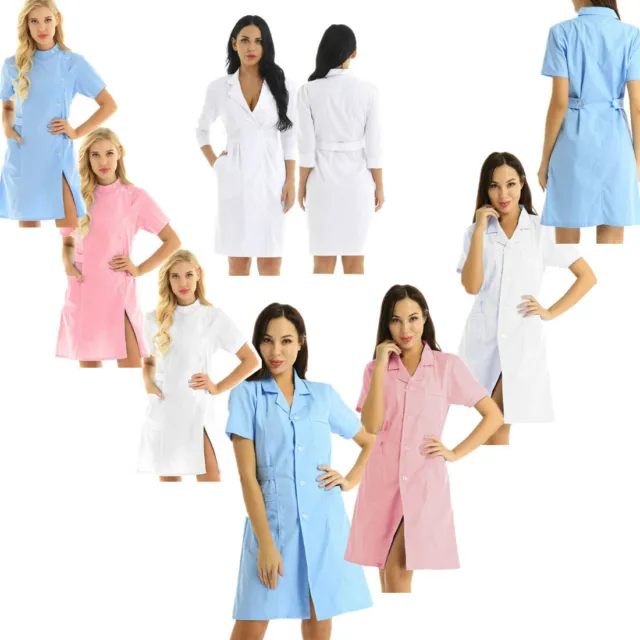 Mens Womens Scrubs Lab Coat Dress Hospital Medical Clothes Nurse Doctor Uniform