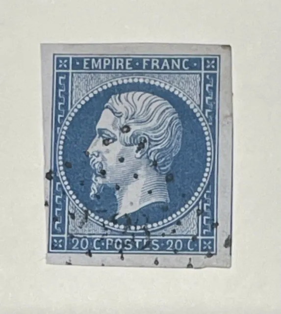 167 - FRANCE Timbre NAPOLÉON N°14A 20c Bleu obl PC 2528 TBE 1854 Côté 15€