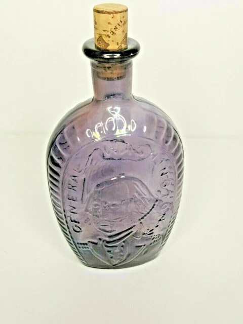 Antique Glass General President Washington Eagle Decanter Bottle 8.75" purple