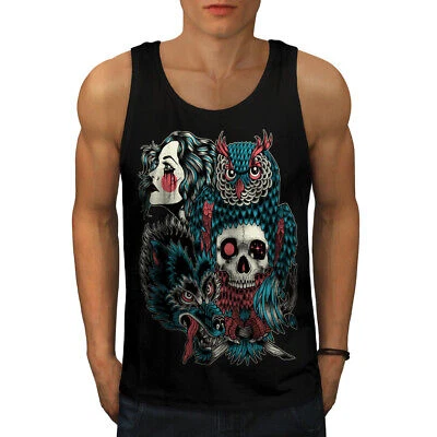 Wellcoda Wolf Dragon Skull Fashion Mens Tank Top,  Active Sports Shirt