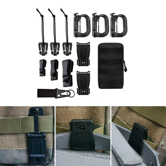 13 Pièces Molle Attachements pour Ceinture  Sangle Porte-clés D-Ring
