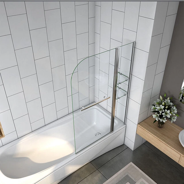 BATH SCREEN SHOWER Tempered Clear Glass Pivot Door Panel 1000 / 1200mm ...