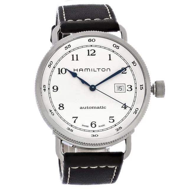 Hamilton Navy Pioneer Mens Brown Strap Swiss Automatic Watch H77715553