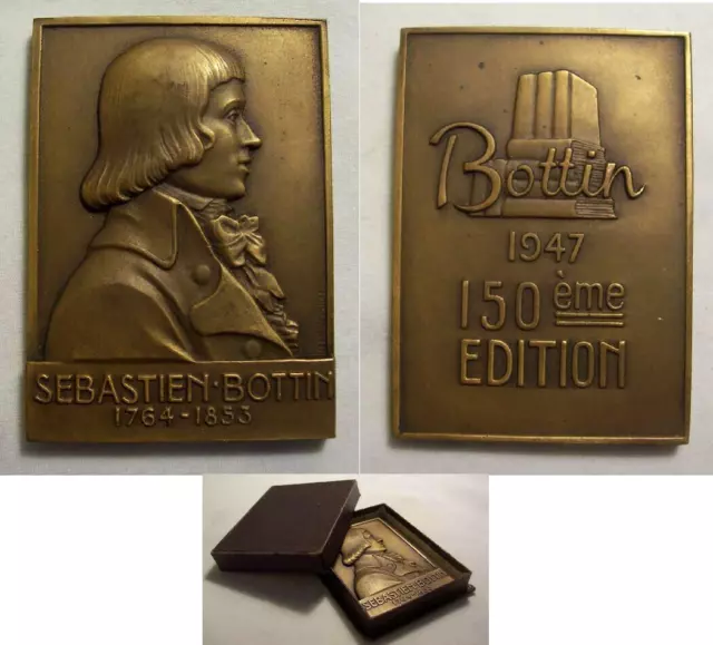 Médaille Sébastien BOTTIN annuaire 150ème édition 1947 bronze signée Jean VERNON