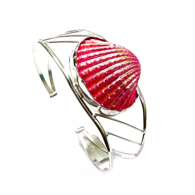 Titanium Sea Shell Dramatic Gemstone Mermaid Jewelry Bangle 7 O040