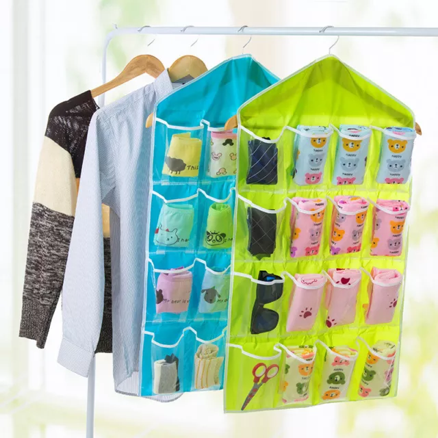 16 Grid Pockets Wall Mounted Shoe Storage Organiser Over The Door Storage Bag