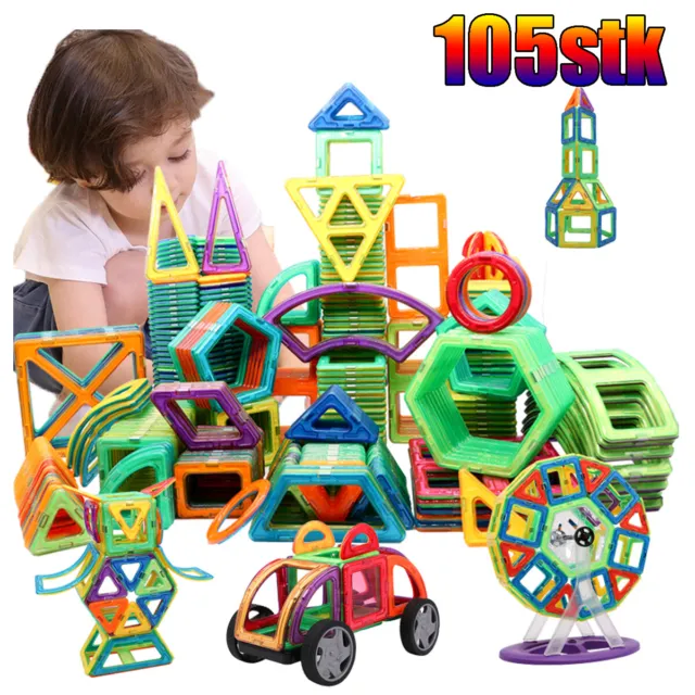 105pcs Magformers Spielzeug 3D Ziegel Magnetische Bausteine Pädagogisches Kinder