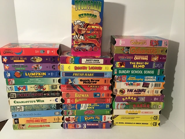 LOT OF 39 Cartoons Kids VHS Tapes Bugs Bunny Batman Little Bear Elmo ...