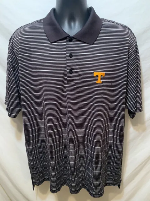Tennessee Volunteers Polo Shirt Mens XL Black Stripe S/S Adidas Climalite
