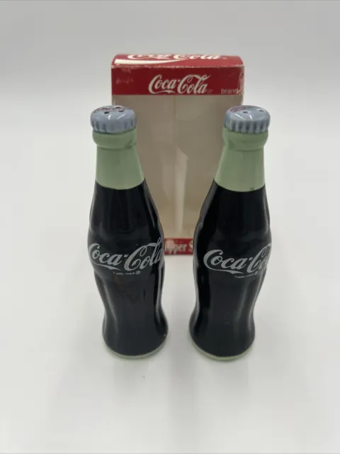 Vintage, Coca-Cola Ceramic Salt & Pepper Shakers 6", 1996 with Box