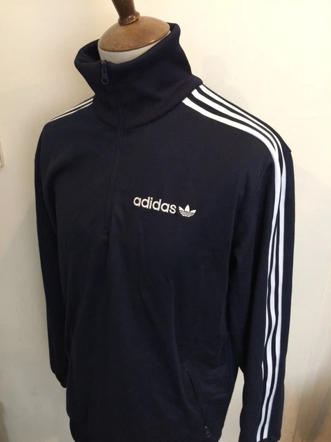 Retro Adidas Pull Over Tracksuit Top Size Medium Blue