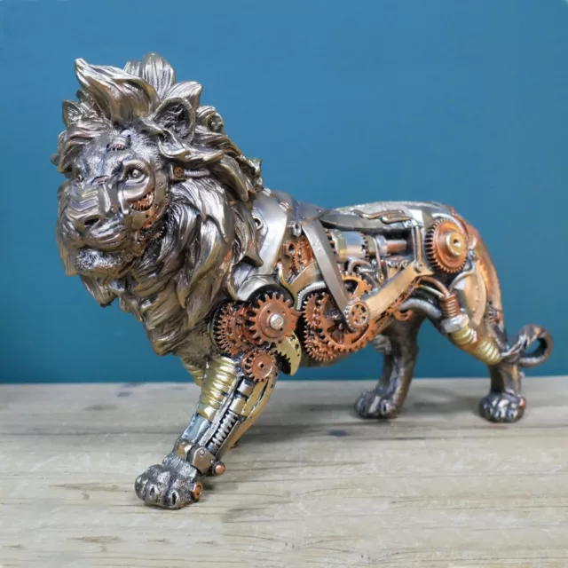 Lion Ornament Steampunk Design Medium Brozne Animal Big Cat Resin Sculpture