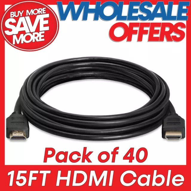 40 Pcs 15 FT 28AWG HDMI Cord UHD ARC 3D 4K HDMI Cord for HDTV Xbox PS Projector