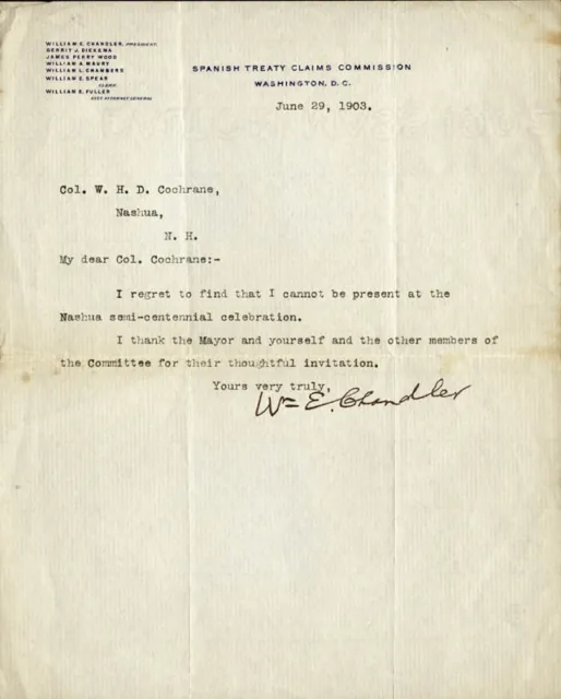 William E. Chandler - Typed Letter Signed 06/29/1903
