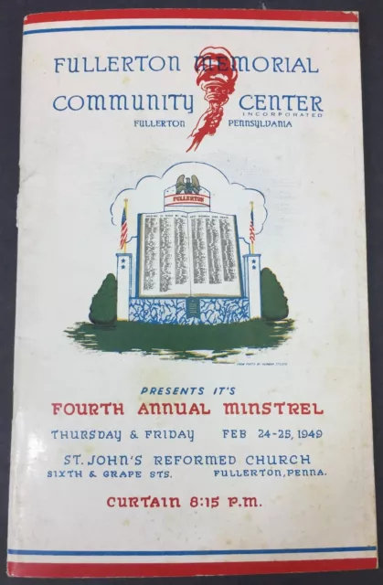 Vintage 1949 Fullerton PA St John's Reformed Church Allentown + Advertiments