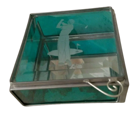 Stained Glass Box Handmade - Golfer
