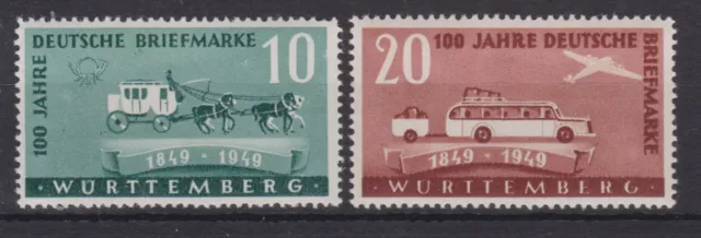 Franz.Zone  Württemberg Nr. 49-50  postfrisch, 100 Jahre Deutsche Briefmarken