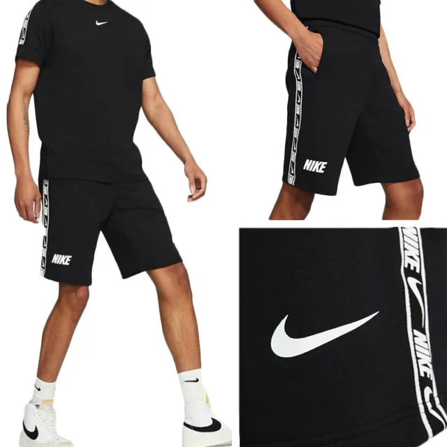 Nike Mens Repeat Casual Short Cotton Fleece Gym Jogging Shorts in Black