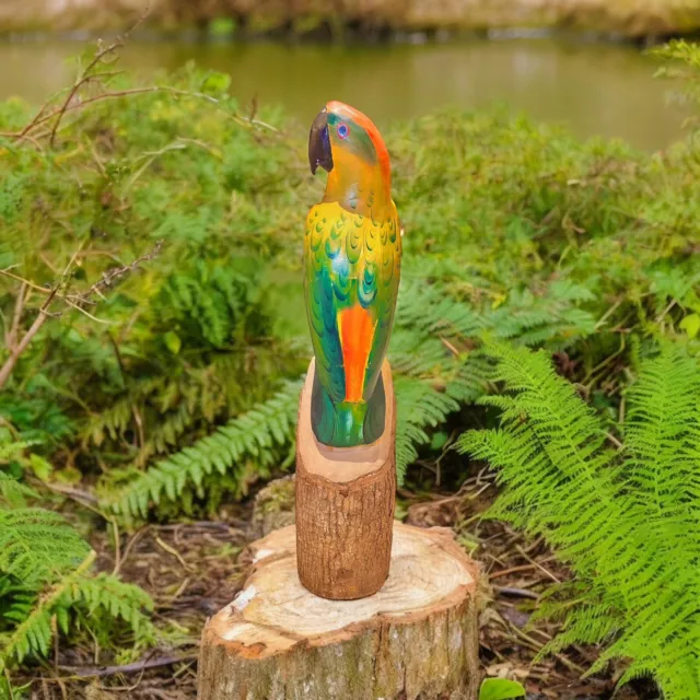 carved wooden parrot