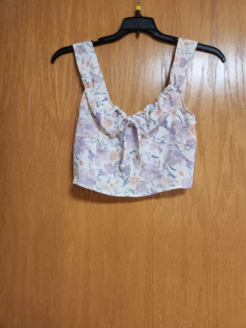 Floral Pastels Ruffled Tank Crop Top. NWT. Med. Juniors. By Forever 21. Cute.