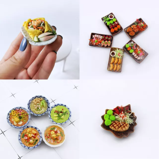 1PC 1/6 Scale Dolls House Miniatures Dinner Mini Food Salad Accessories