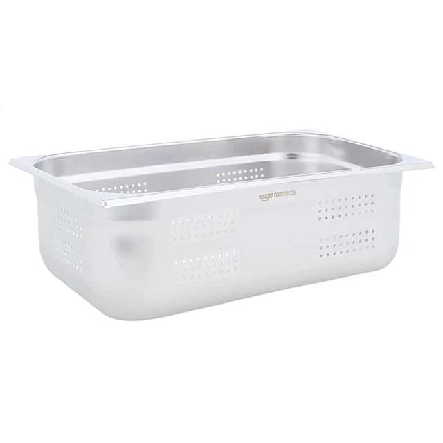 EDELSTAHL PERFORIERTE GASTRONOMORM PFANNE VOLLE GRÖSSE 1/1 15cm TIEFE TABLETT DAMPFER